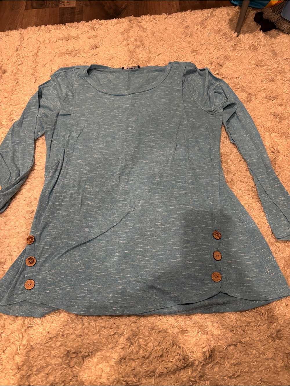 Women's Quinee Button Side Maternity Tunic Nursing Top Blue Size Large